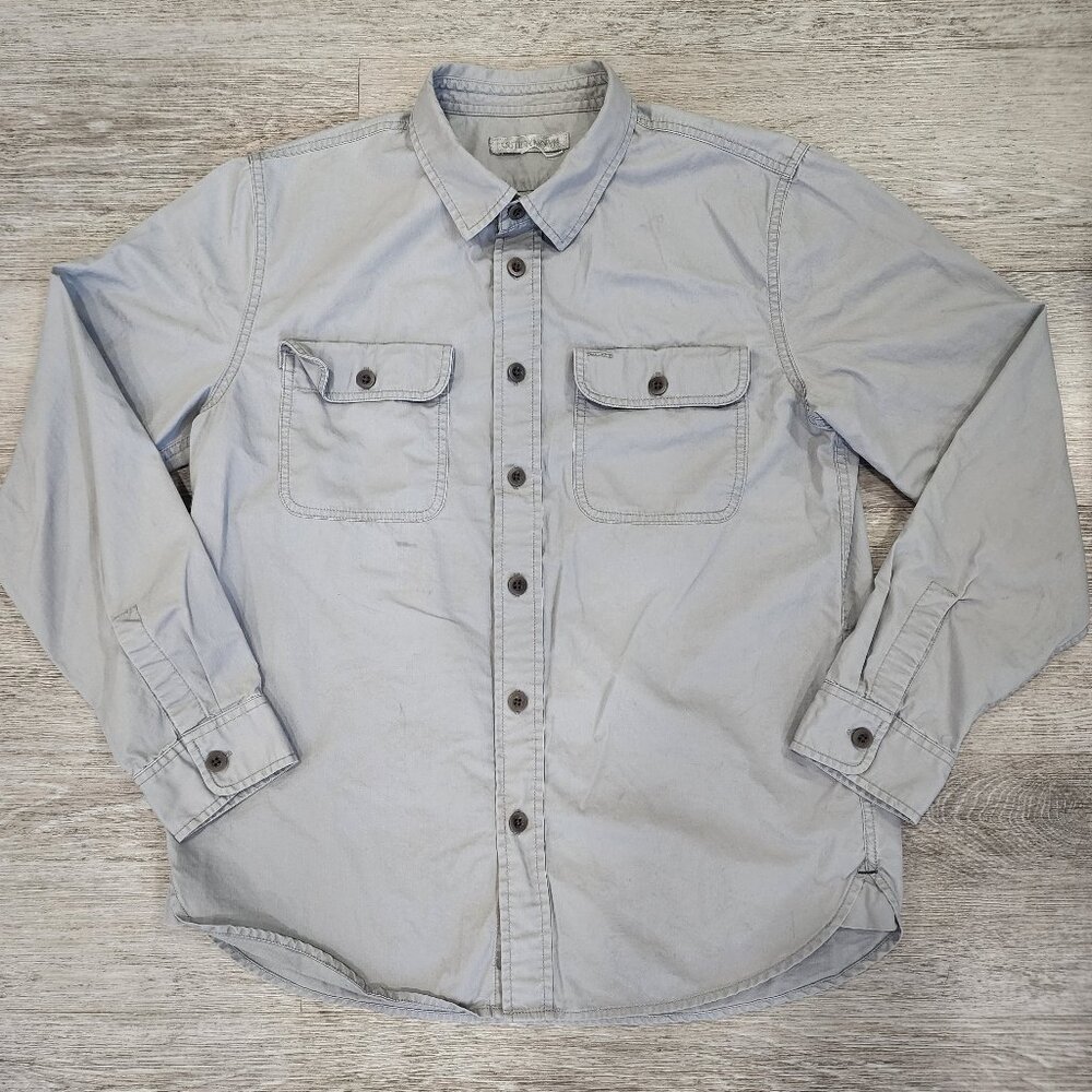 Outerknown Utility Long Sleeve Button Up Shirt Lightweight Light Gray Men's L